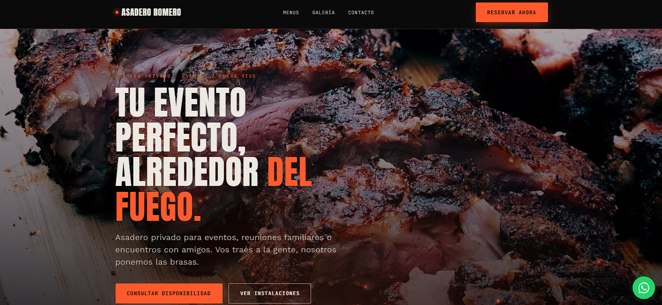 Sitio web del restaurante Asadero Romero